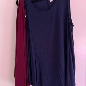 TWO Old Navy Luxe Tanks (navy/maroon)